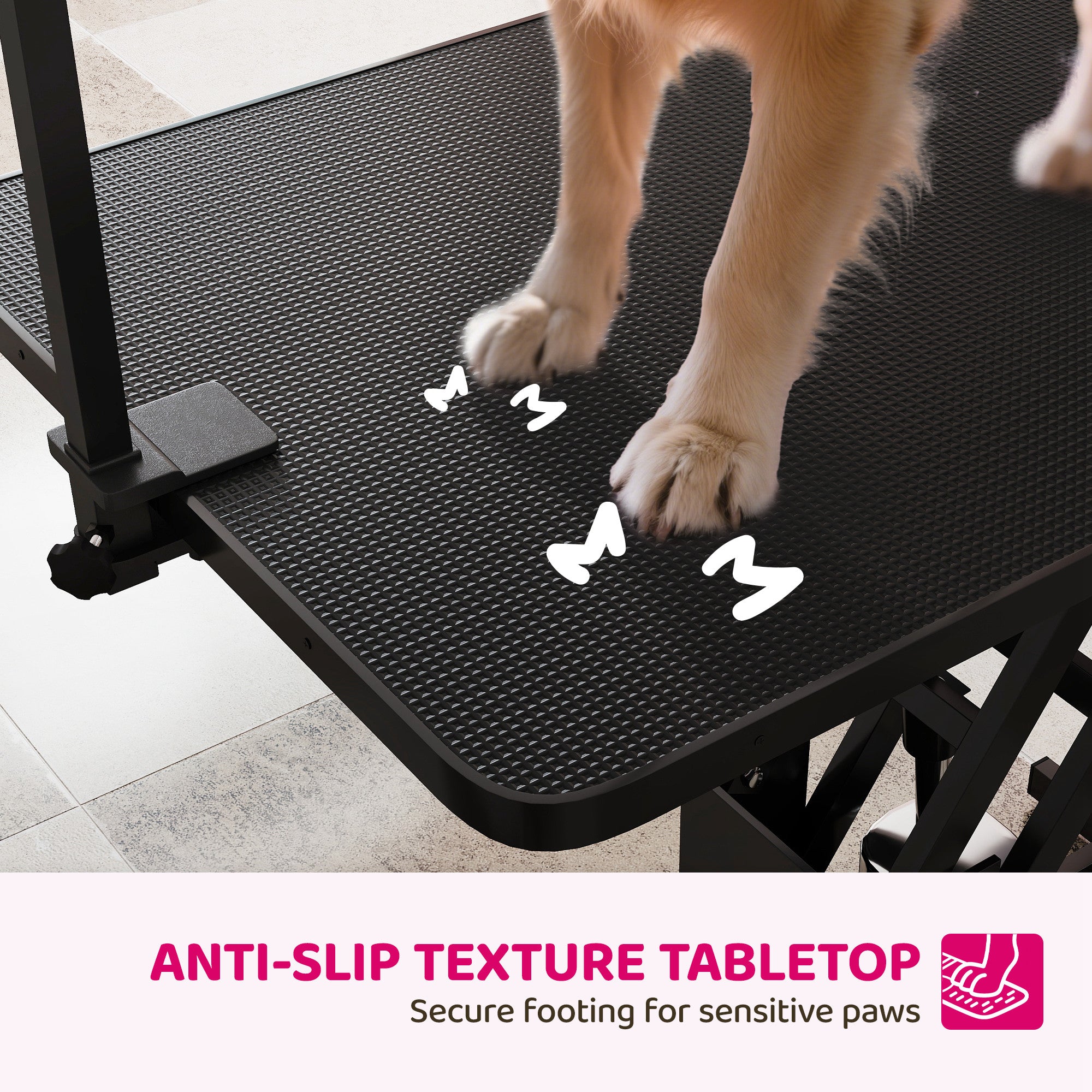 43" L Hydraulic Dog Grooming Table, Z-Lift Height Adjustable Pet Grooming Table with Noose and Non-Slip Tabletop for Medium Large Dogs, Black