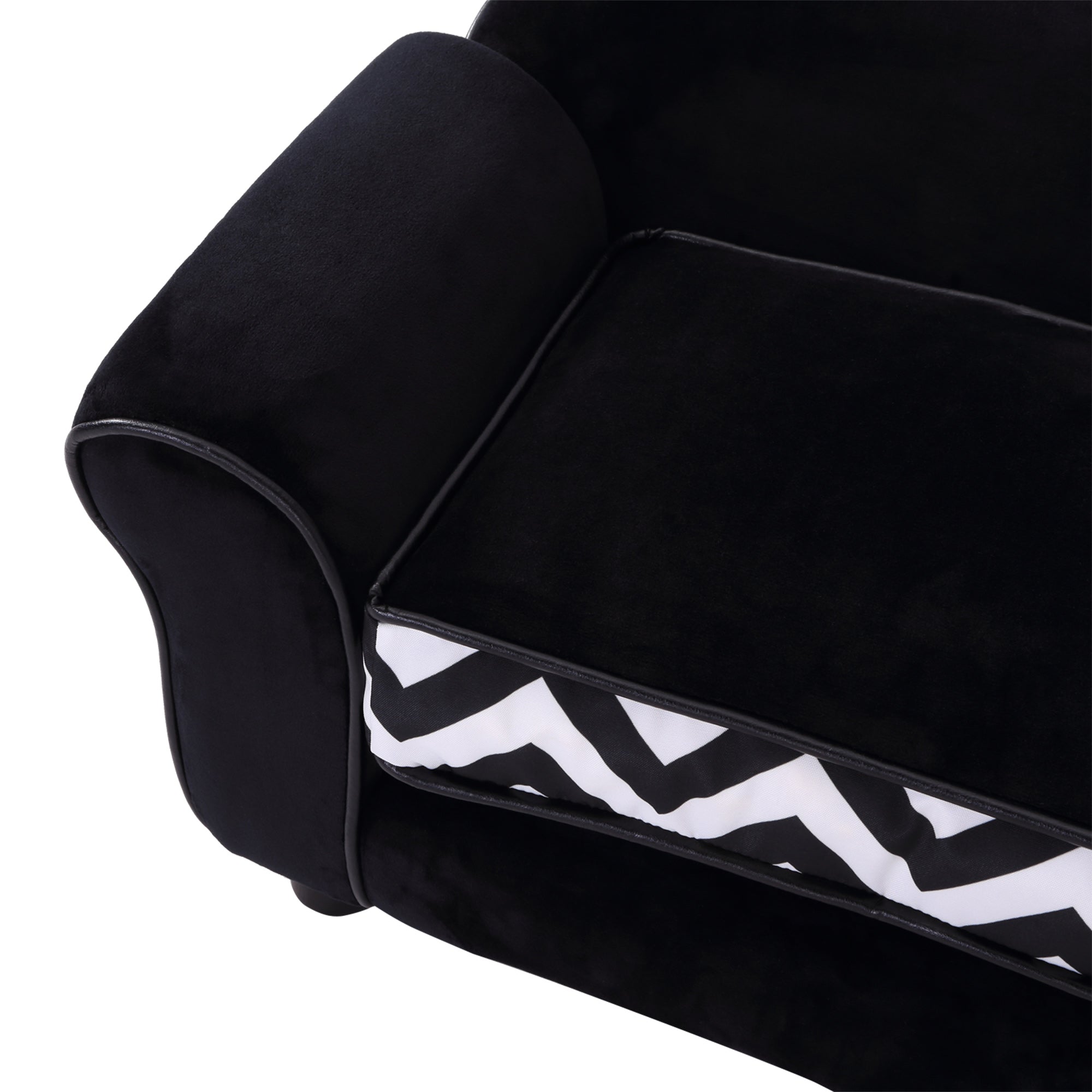 Dog Sofa Bed for XS-Sized Dogs, Cat Sofa with Soft Cushion, Pet Chair Lounge with Washable Cover, Removable Legs, Wooden Frame - Black