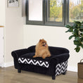 Load image into Gallery viewer, Dog Sofa Bed for XS-Sized Dogs, Cat Sofa with Soft Cushion, Pet Chair Lounge with Washable Cover, Removable Legs, Wooden Frame - Black
