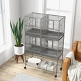 Load image into Gallery viewer, 61"H Divided Breeder Bird Cage with Rolling Stand Removable Metal Tray, Storage Shelf, Wood Perch, and Food Container, Dark Grey
