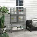 Load image into Gallery viewer, 61"H Divided Breeder Bird Cage with Rolling Stand Removable Metal Tray, Storage Shelf, Wood Perch, and Food Container, Dark Grey
