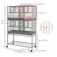 Load image into Gallery viewer, 61"H Divided Breeder Bird Cage with Rolling Stand Removable Metal Tray, Storage Shelf, Wood Perch, and Food Container, Dark Grey
