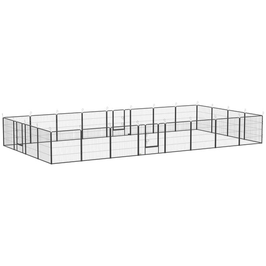 PawHut Dog Playpen 24 Panel 31.5 Inch Height, Dog Fence with Lockable Door for Indoor/Outdoor Use, DIY Shape Pet Playpen for Small and Medium Dogs, 15.7' x 15.7' x 2.6'