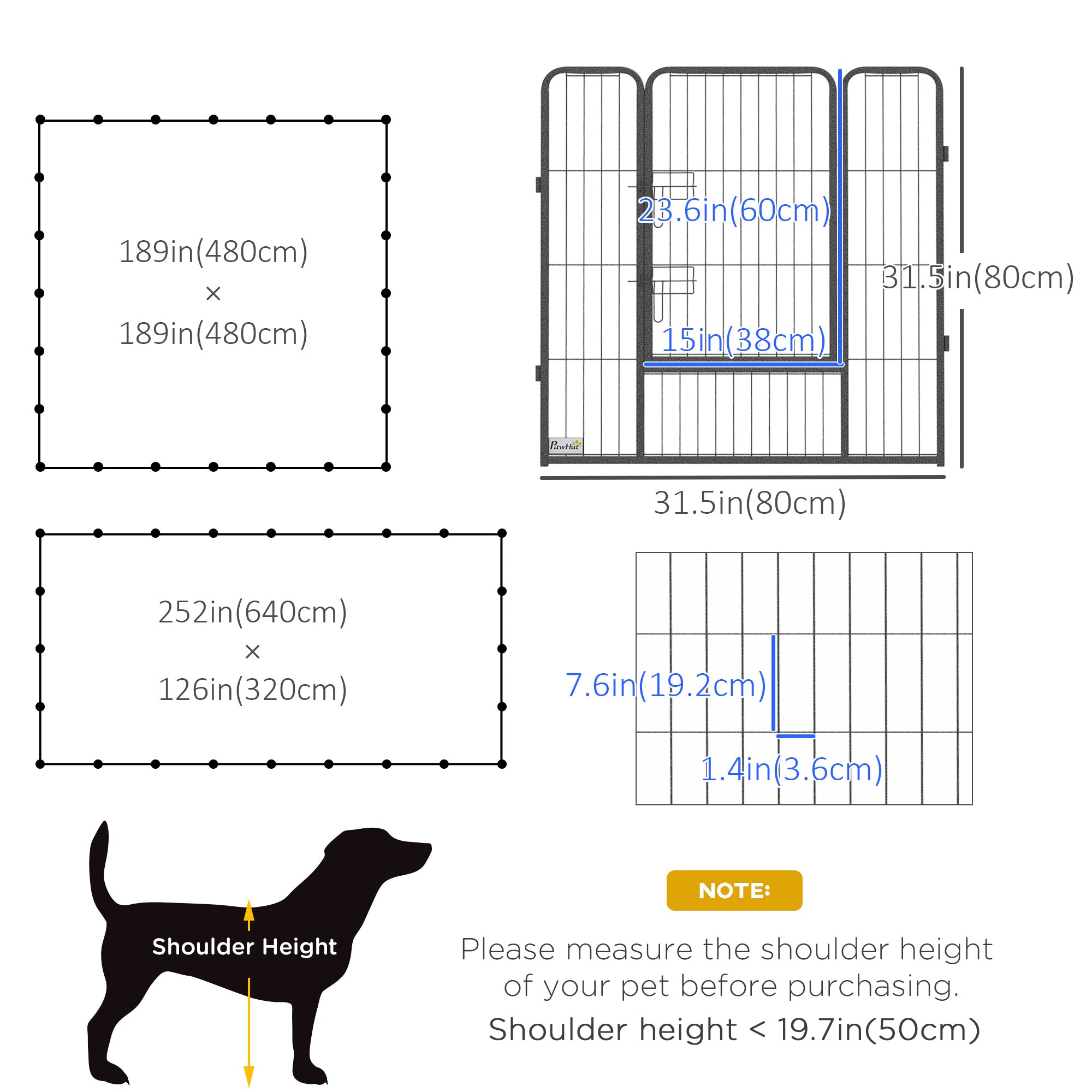 Dog Playpen, Wide 31.5"W Heavy-Duty Metal Puppy Play Pen, Pet Exercise Fences for Outside and Indoor, DIY Design with Door for Medium Dogs, 24 Panels, 31.5"H