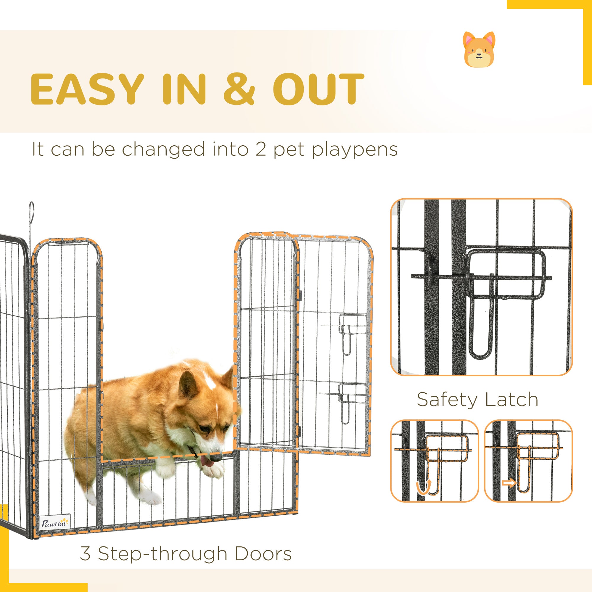 Dog Playpen, Wide 31.5"W Heavy-Duty Metal Puppy Play Pen, Pet Exercise Fences for Outside and Indoor, DIY Design with Door for Medium Dogs, 24 Panels, 31.5"H