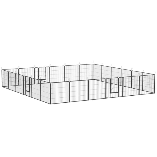 Dog Playpen, Wide 31.5"W Heavy-Duty Metal Puppy Play Pen, Pet Exercise Fences for Outside and Indoor, DIY Design with Door for Medium Dogs, 24 Panels, 31.5"H