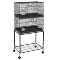 Load image into Gallery viewer, 2 Tier Bird Cage, Budgie Cage with Stand, Swing, Rope, Ladder, Wheels, Shelf, Tray, Perches, Food Containers, for Canaries, Lovebirds, Finches
