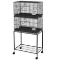 Load image into Gallery viewer, 2 Tier Bird Cage, Budgie Cage with Stand, Swing, Rope, Ladder, Wheels, Shelf, Tray, Perches, Food Containers, for Canaries, Lovebirds, Finches
