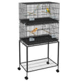 Load image into Gallery viewer, 2 Tier Bird Cage, Budgie Cage with Stand, Swing, Rope, Ladder, Wheels, Shelf, Tray, Perches, Food Containers, for Canaries, Lovebirds, Finches
