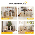 Load image into Gallery viewer, Freestanding Dog Gate, Wooden Foldable Pet Gate with 4 Panels, Walk-Through Door, Support Feet, Non-Slip Mats, Dog Safety Fence for Doorways, Stairs and Hallways, Oak
