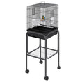 Load image into Gallery viewer, 45-inch Metal Indoor Bird Cage, Parrot Cage, Bird Aviary with Detachable Rolling Stand, Storage Basket, and Accessories - Black

