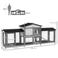 Load image into Gallery viewer, Large Rabbit Hutch Outdoor, 2-Tier Guinea Pig Hutch, Wooden Bunny Run, Small Animal House with Double Side Run Boxes, No-leak Plastic Tray, Ramp, 230 x 53 x 93.5cm, Light Grey
