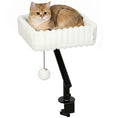 Load image into Gallery viewer, Cat Desk Bed, 360° Rotatable Raised Cat House for Desk and Window, Soft Kitten Hammock with Hanging Ball, Adjustable Clamp for Indoor Kittens, White
