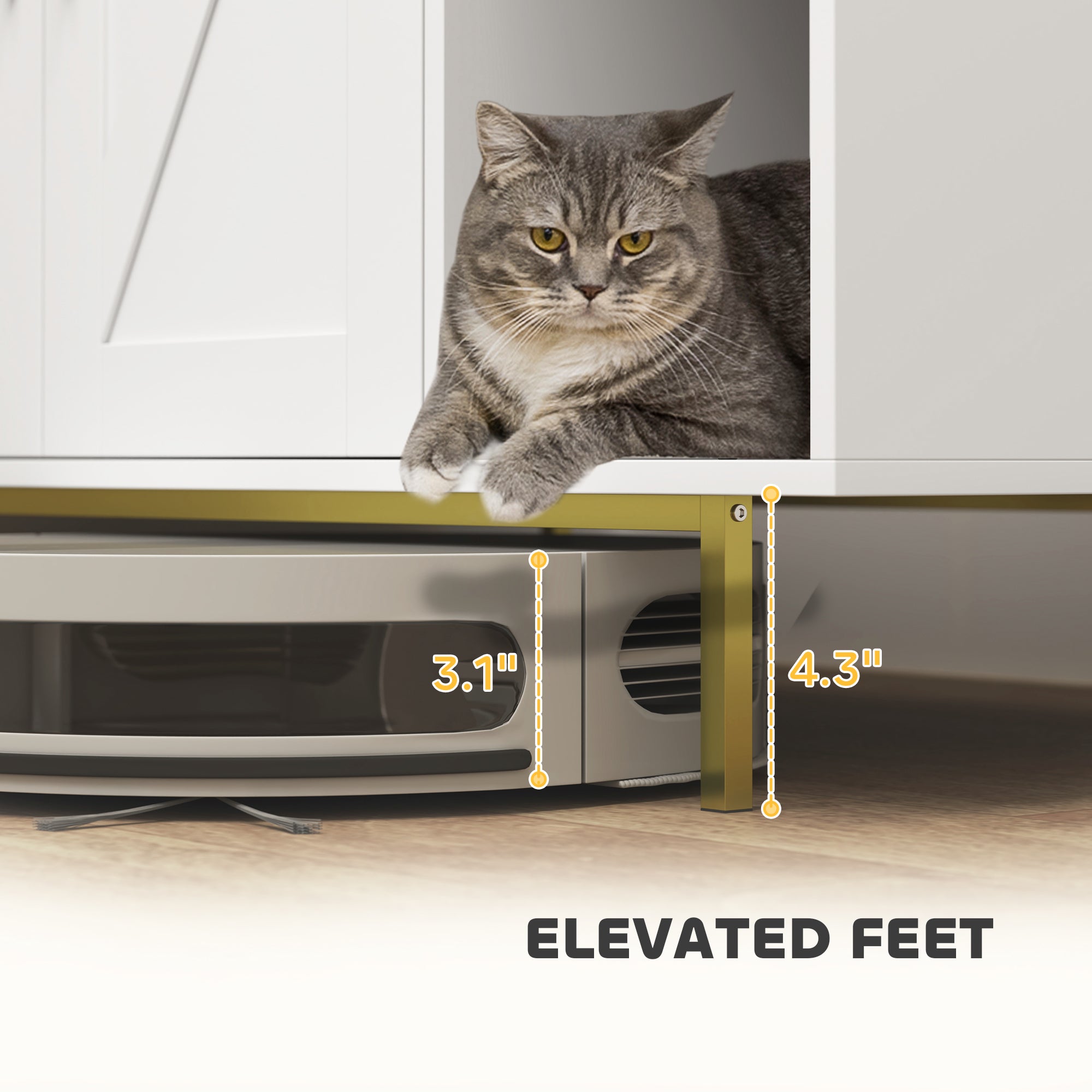 Hidden Cat Litter Box Enclosure w/ Scratching Pad & Storage, 31.5