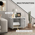 Load image into Gallery viewer, PawHut Cat Litter Box Enclosure, Kitty Litter Box Furniture with Scratching Pad, Storage, Hidden Litter Box End Side Table for Living Room, Bedroom, 31.5" x 20" x 24", White
