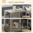 Load image into Gallery viewer, Dog Crate Furniture End Table w/ Soft Washable Cushion, Two Doors, Indoor Pet Kennel for Small Medium Large Dogs w/ Wire Mesh, Grey
