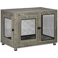 Load image into Gallery viewer, Dog Crate Furniture End Table w/ Soft Washable Cushion, Two Doors, Indoor Pet Kennel for Small Medium Large Dogs w/ Wire Mesh, Grey
