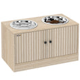 Load image into Gallery viewer, Elevated Dog Bowls with Storage Cabinet, Raised Dog Bowl Stand, Dog Feeding Station with Slow Feeder & Non-Slip, for Large Pets, Oak
