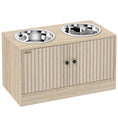 Load image into Gallery viewer, Elevated Dog Bowls with Storage Cabinet, Raised Dog Bowl Stand, Dog Feeding Station with Slow Feeder & Non-Slip, for Large Pets, Oak
