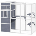 Load image into Gallery viewer, Wooden Catio, 4-Tier Catio Cat Outdoor Enclosure with All-Weather Sun Roof, Spacious Resting Rooms, 3 Platforms, Window for Multiple Cats Outdoor Indoor, Grey
