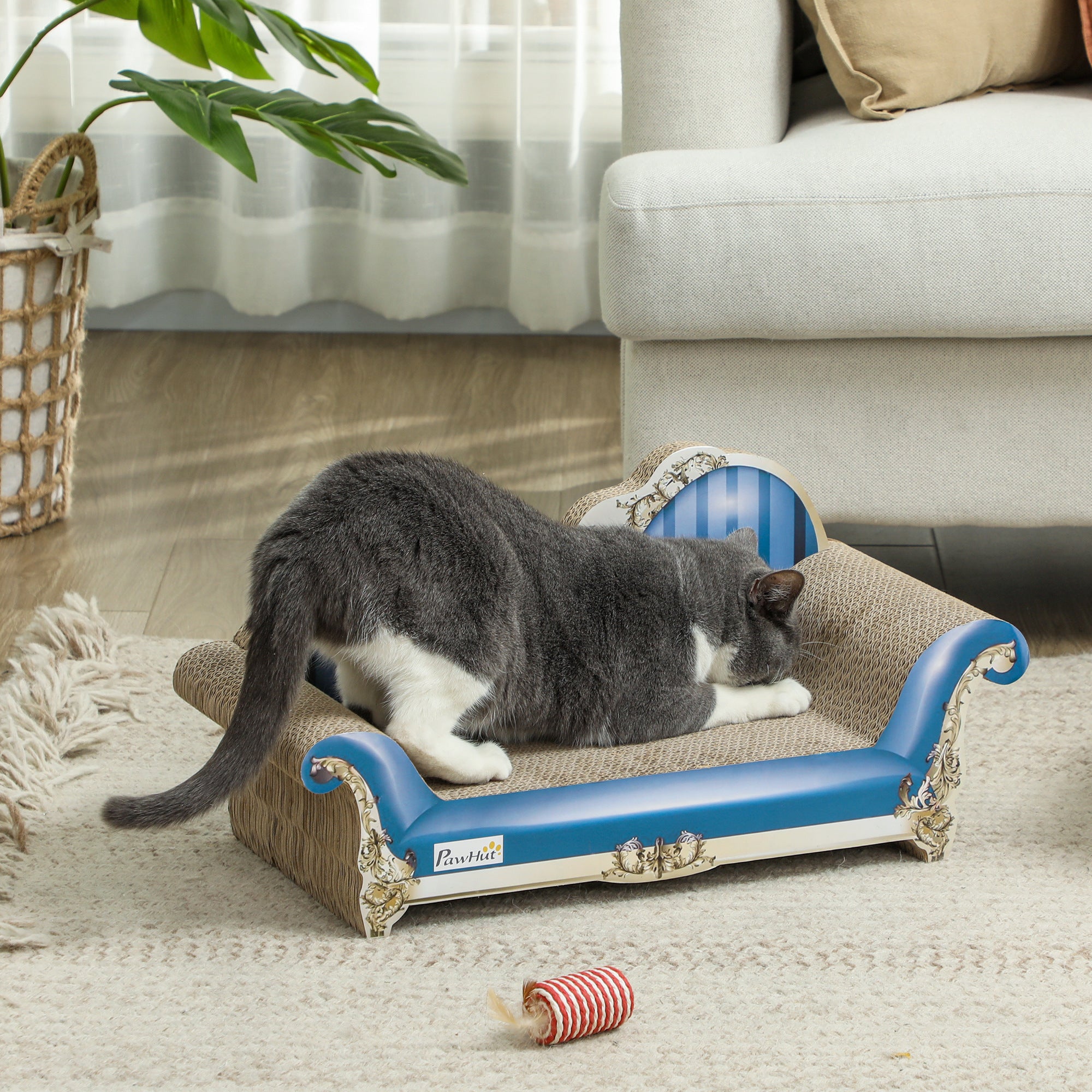 Cat Scratcher, 2-in-1 Cat Scratching Board with Catnip, Cardboard Lounge for Indoor Cats