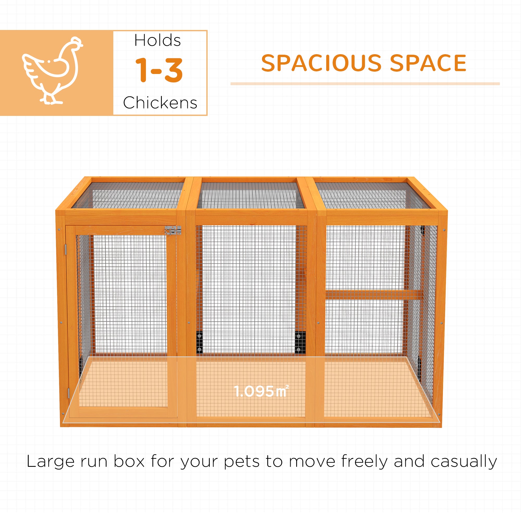 Wooden Chicken Run Hen Coop House Combinable Design Outdoor Use with Perches, for 1-3 Chickens, Ducks, 140 x 84 x 80cm