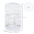 Load image into Gallery viewer, Bird Cage with Perches, Food Bowls, Swing, Parrot Cage for Budgie, Parakeet, Small Bird, 46.5 x 35.5 x 92cm, White
