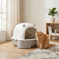 Load image into Gallery viewer, Stainless Steel Cat Litter Box, Large Hooded Kitty Litter Box with Removable Lid, Scoop & Carbon Filters for Medium Cats, Easy to Clean, No Leakage, No Odors, Gray
