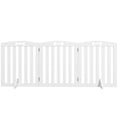 Load image into Gallery viewer, Wooden Dog Gate, Freestanding Pet Gate with Support Feet for Doorways, Hallways, Stairs, 3-Panel Pet Fence for Small Medium Dogs, 155L x 61H cm, White
