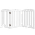 Load image into Gallery viewer, Wooden Dog Gate, Freestanding Pet Gate with Support Feet for Doorways, Hallways, Stairs, 3-Panel Pet Fence for Small Medium Dogs, 155L x 61H cm, White
