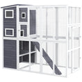Load image into Gallery viewer, PawHut Catio Outdoor Cat Enclosure, Wooden Cat Patio Cat Window Box with Platforms, Waterproof Asphalt Roof, Ramps, 77" L, Light Gray
