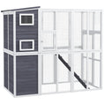 Load image into Gallery viewer, PawHut Catio Outdoor Cat Enclosure, Wooden Cat Patio Cat Window Box with Platforms, Waterproof Asphalt Roof, Ramps, 77" L, Light Gray

