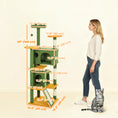 Charger l'image dans la visionneuse de la galerie, 63" Cat Tree, Cat Tower for Indoor Cats with Scratching Posts, Cat Condos, Bed, Platforms, Ramp, Toy Ball, Cat Activity Center, Green
