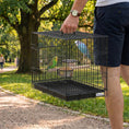 Charger l'image dans la visionneuse de la galerie, Foldable Bird Cage, Metal Bird Travel Carrier Cage with Wood Perch, Food Bowls, Slide-Out Tray and Handle for Canaries, Finches, Lovebirds, Parakeets, Black
