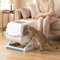 Load image into Gallery viewer, Cat Litter Box with Lid, Enclosed Cat Litter Box with Deodorization Bag & Drawer Pan, High Sides & Flip-to-Clean, Multi-Entry Design, Odor Control, Light Blue
