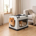 Charger l'image dans la visionneuse de la galerie, Pet Carrier Bag, Soft-Sided Dog Carrier for Small Dogs, Portable Pet Travel Bag with Security Buckle Strap, Mesh Windows, Washable Cushion and Bowl, Light Grey
