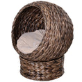 Load image into Gallery viewer, PawHut Handwoven Elevated Cat Bed with Soft Cushion & Cat Egg Chair Shape, Cat Basket Bed Kitty House with Stand, Raised Wicker Cat Bed for Indoor Cats, 23.5" H, Gray
