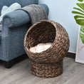 Load image into Gallery viewer, PawHut Handwoven Elevated Cat Bed with Soft Cushion & Cat Egg Chair Shape, Cat Basket Bed Kitty House with Stand, Raised Wicker Cat Bed for Indoor Cats, 23.5" H, Gray
