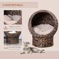 Load image into Gallery viewer, PawHut Handwoven Elevated Cat Bed with Soft Cushion & Cat Egg Chair Shape, Cat Basket Bed Kitty House with Stand, Raised Wicker Cat Bed for Indoor Cats, 23.5" H, Gray
