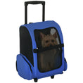 Load image into Gallery viewer, Pet Travel Backpack Bag Cat Puppy Dog Carrier w/ Trolley and Telescopic Handle Portable Stroller Wheel Luggage Bag (Blue)
