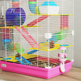 Charger l'image dans la visionneuse de la galerie, 5 Tiers Hamster Cage Portable Animal Travel Carrier Habitat with Exercise Wheels Play Tube Water Bottle Dishes House Ladder for Gerbils, Pink
