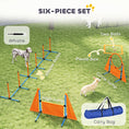 Load image into Gallery viewer, 6-Piece Dog Agility Equipment, Pet Agility Training Set with Weave Poles, Jump Ring, Hurdle, Pause Box, Obstacle Training Course Kit with Bag, Orange
