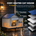 Load image into Gallery viewer, Heated Cat House Weatherproof with Heated Pad for Feral & Stray Cats, Outdoor Cat Shelter with Escape Door, 5 cm Elevated Base, Rainproof Roof
