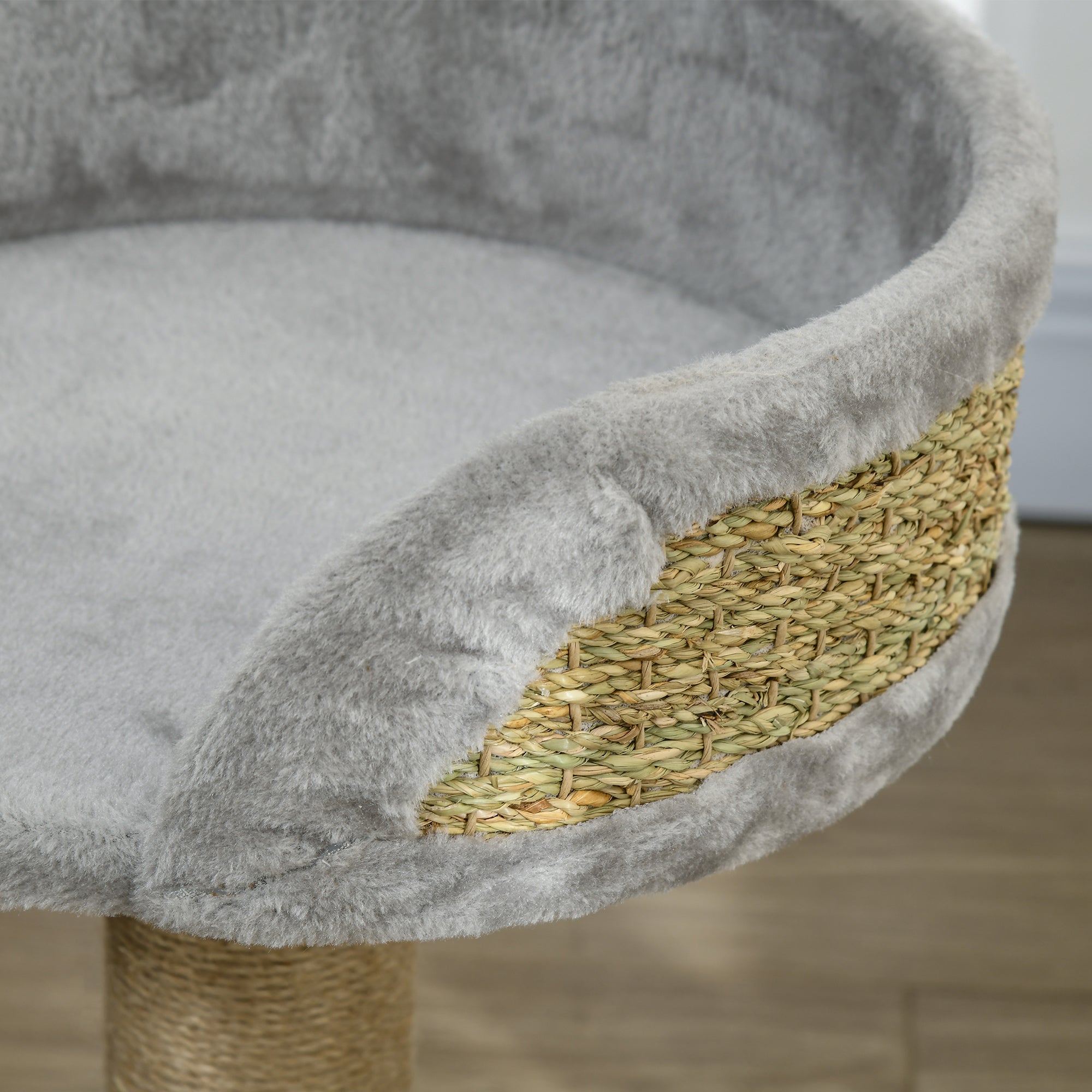Small Cat Tree with Scratching Post, Perch, Toy Ball, Cat Tower for Indoor Cats - 16" x 16" x 19", Grey