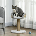 Load image into Gallery viewer, Small Cat Tree with Scratching Post, Perch, Toy Ball, Cat Tower for Indoor Cats - 16" x 16" x 19", Grey
