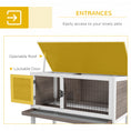 Load image into Gallery viewer, Wooden Rabbit Hutch Bunny Small Animal House with Openable Asphalt Roof, Slide-out Tray, Indoor/Outdoor, Brown
