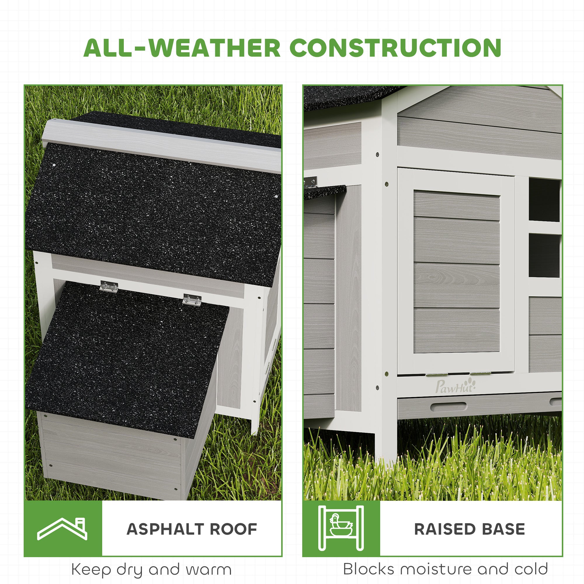 Chicken Coop, Compact Wooden Hen House with Pull-Out Metal Tray, Nesting Box, for 1-2 Chickens
