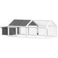 Charger l'image dans la visionneuse de la galerie, 95"L Large Chicken Run, Wooden Chicken Coop with Nesting Box, Lift-up Top, Side Door and Wooden Roof, Poultry Cage for Outdoor, for 4 to 8 Chickens, Rabbits, Ducks, White
