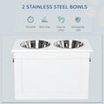 Load image into Gallery viewer, Elevated Dog Bowls for Large Dogs with Storage Dog Pet Diner Function 2 Stainless Steel Dog Bowls Elevated Base for Big-sized Dogs and Other Large Pets, White
