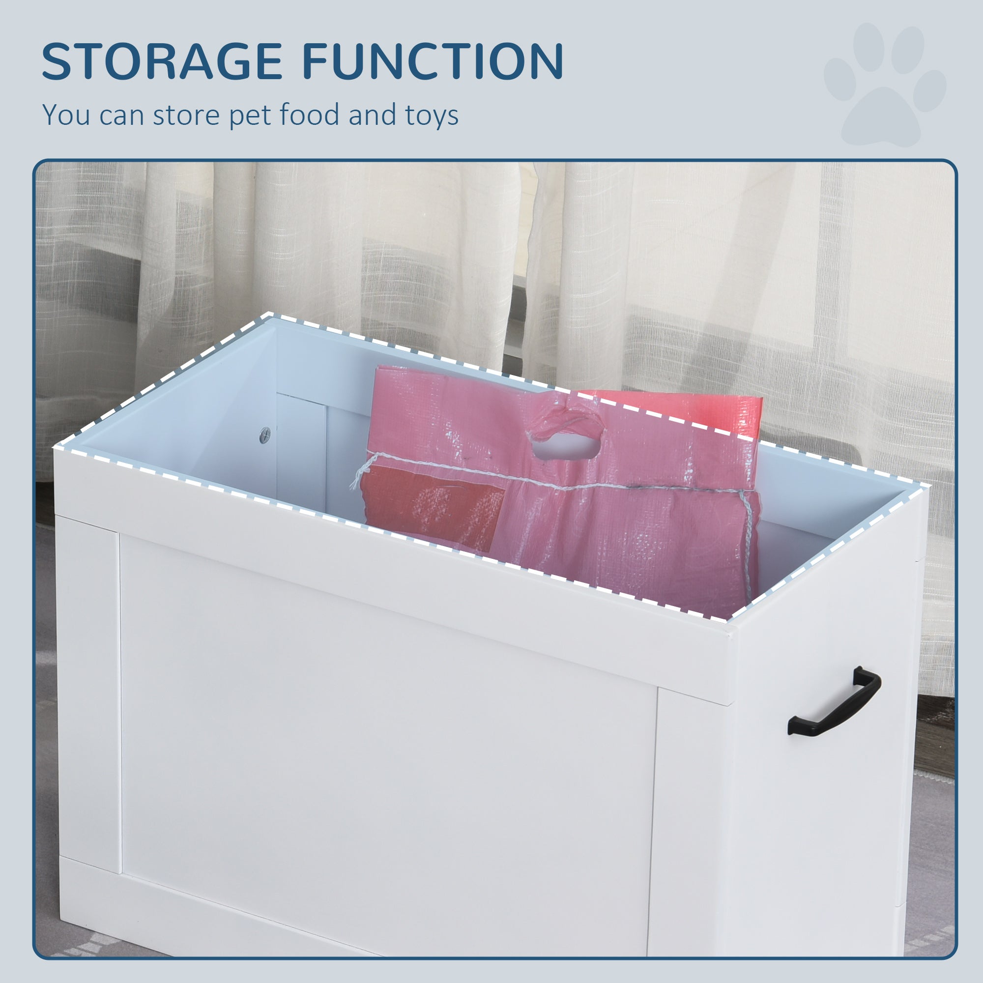 Elevated Dog Bowls for Large Dogs with Storage Dog Pet Diner Function 2 Stainless Steel Dog Bowls Elevated Base for Big-sized Dogs and Other Large Pets, White